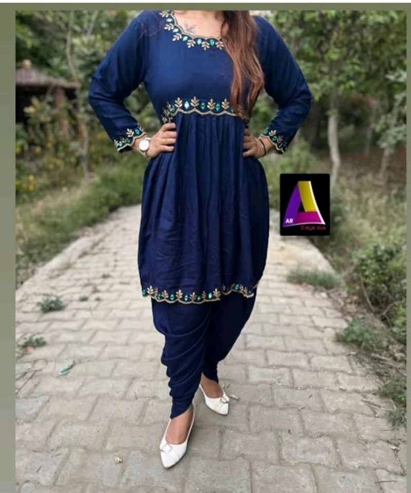 Peplum Kurta With Pleated Tulip Pant