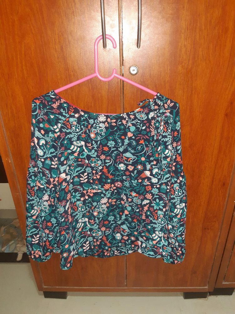 Chumbak XL multicolor blouse top, cropped with tie