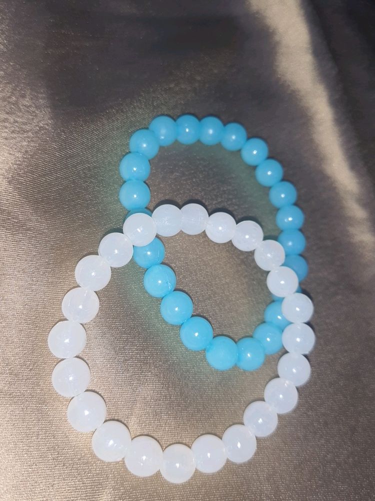 Plastic White And Blue Bracelet