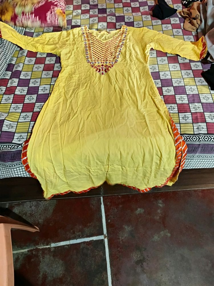 Yellow Colour Branded Kurti