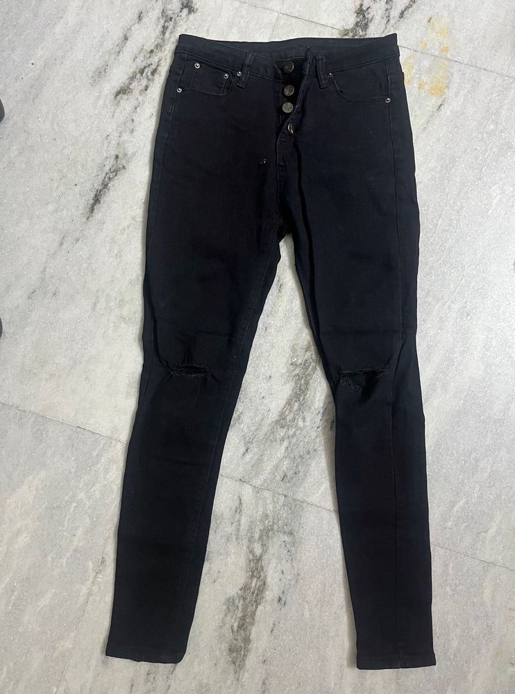 shein high waisted skinny black ribbed jeans