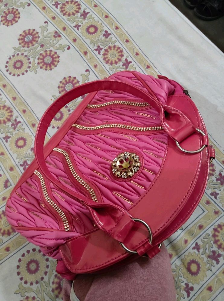 Pink Colour Sequence Bag