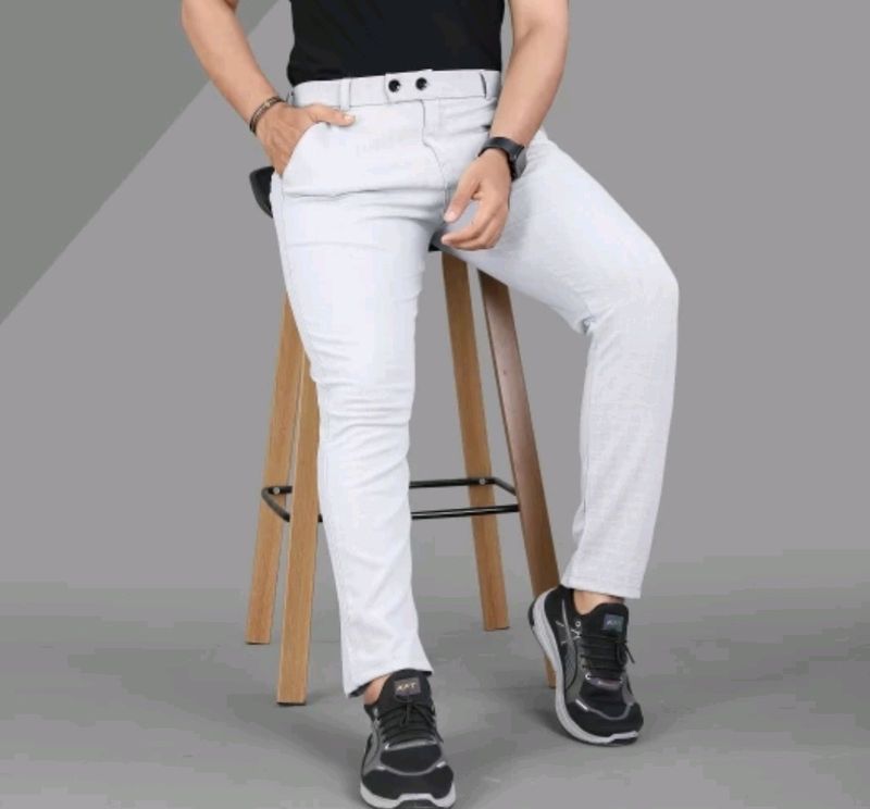 Regular Fit Men Trouser Off White (Stretchable)