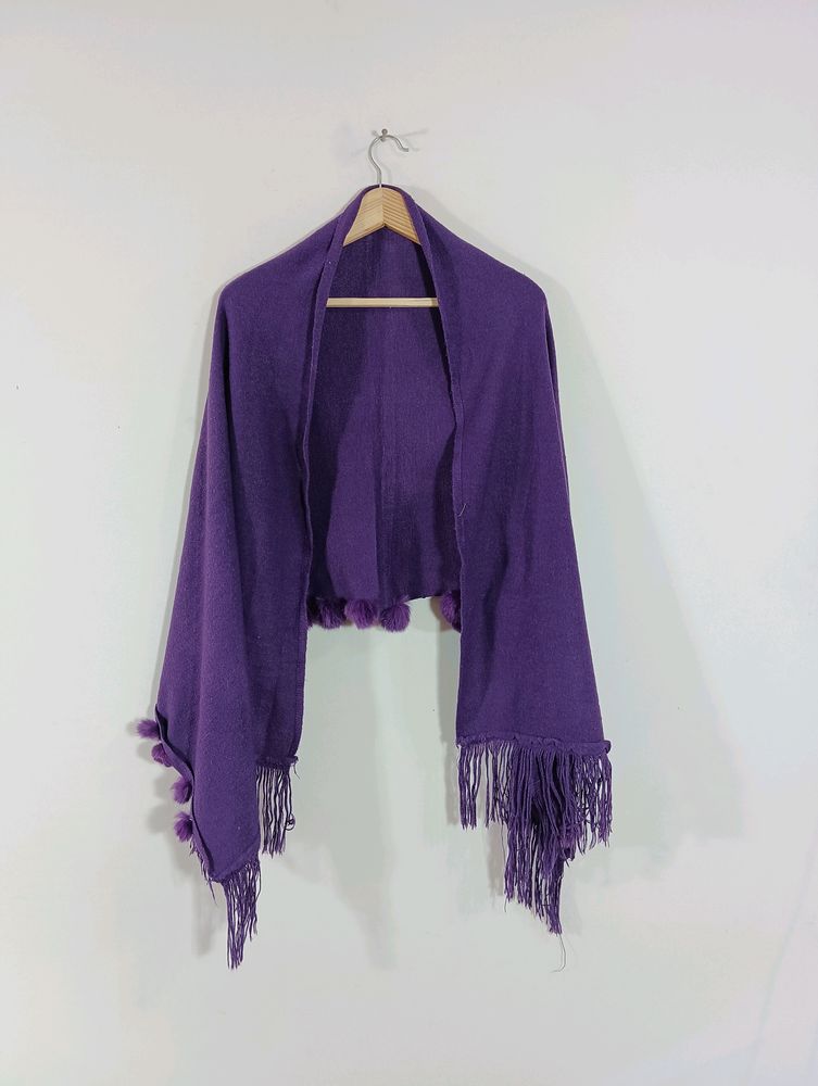 Purple Plain With Tassels Stole (Women)