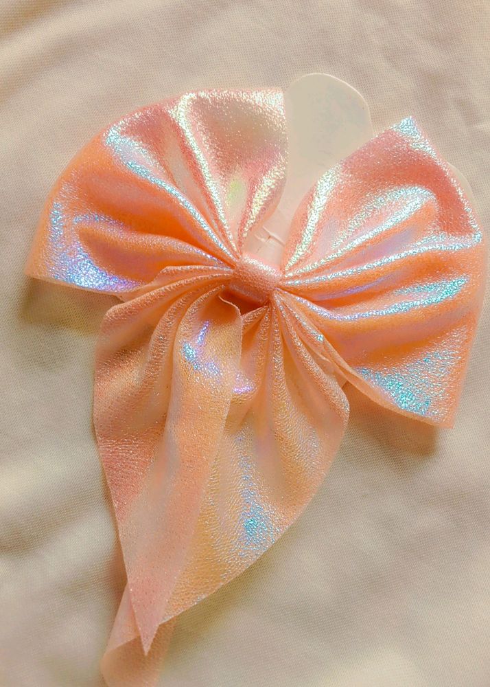 Korean Hair Bow Clips Combo Of 2 (Orange & Pink)