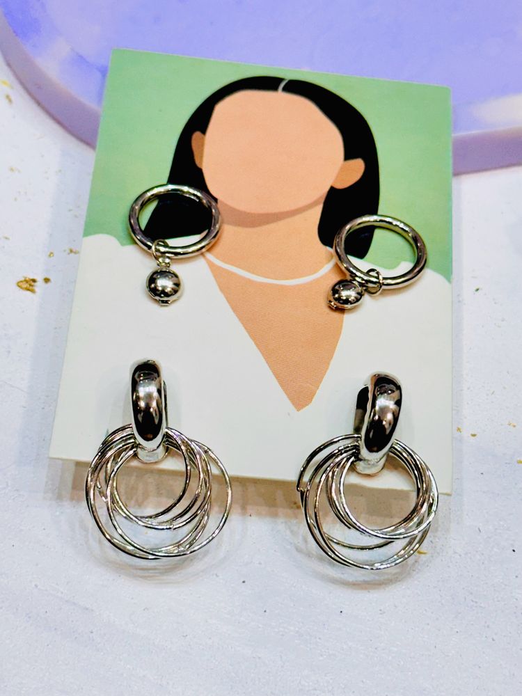 Silver Alloy Western Earrings