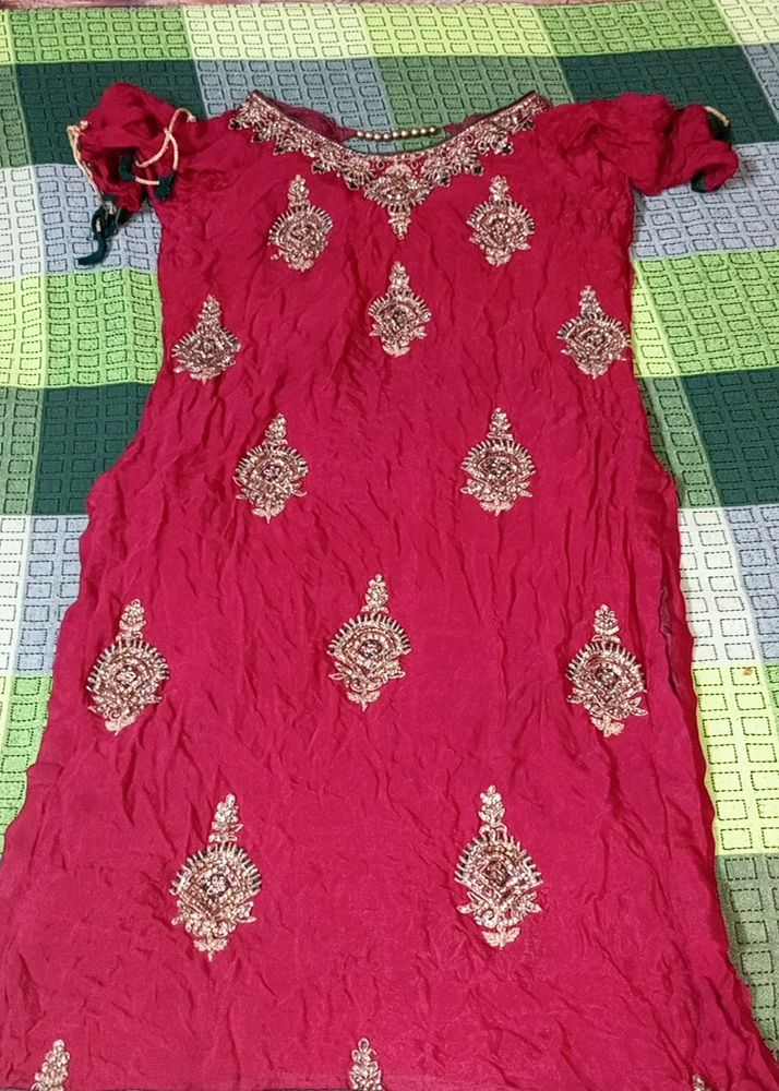 Maroon Colour Chiffon Heavy Partywear Suit