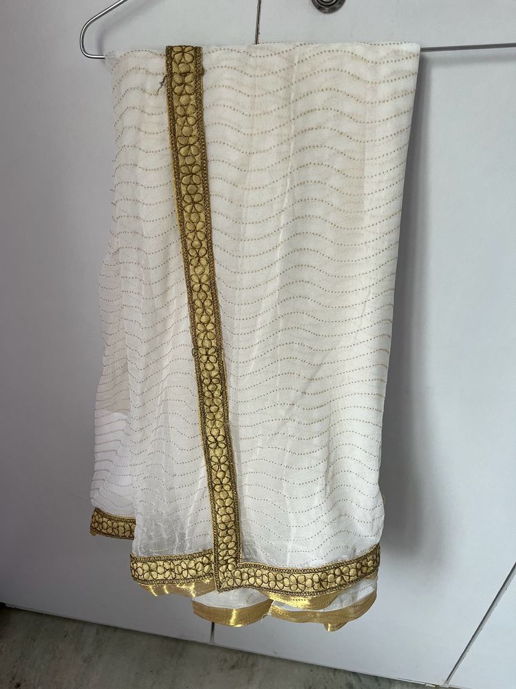 Embroidered White Saree Never Used