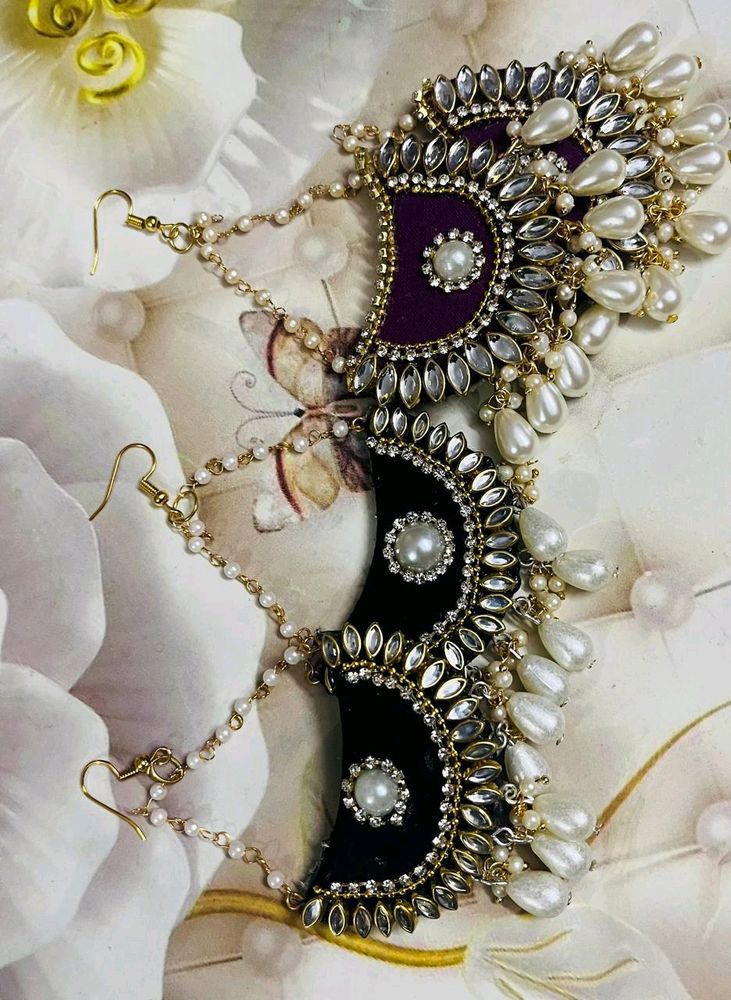 New Party Wear Earrings Colour Black & Purple