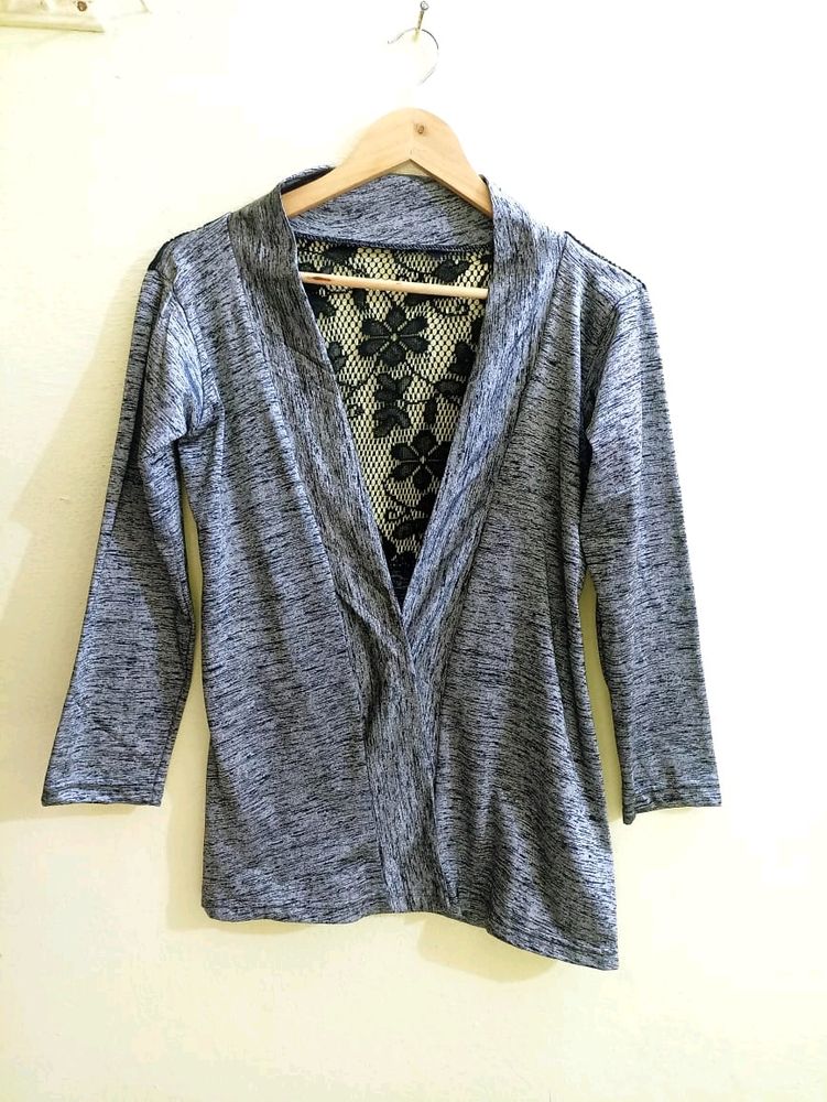 Grey Net Pattern Jacket