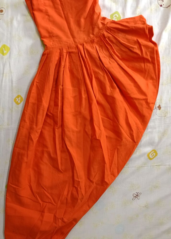 Black Short Kurti With Orange Patiyala Pant