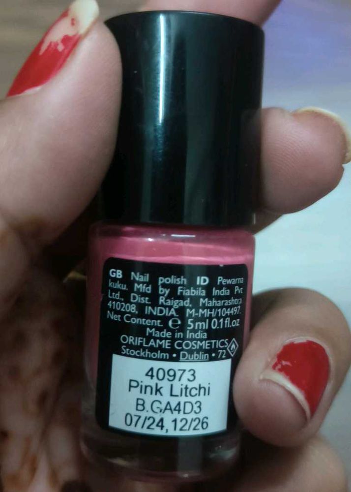 Oriflame On Colour Pink Litchi Shade Nail Polish