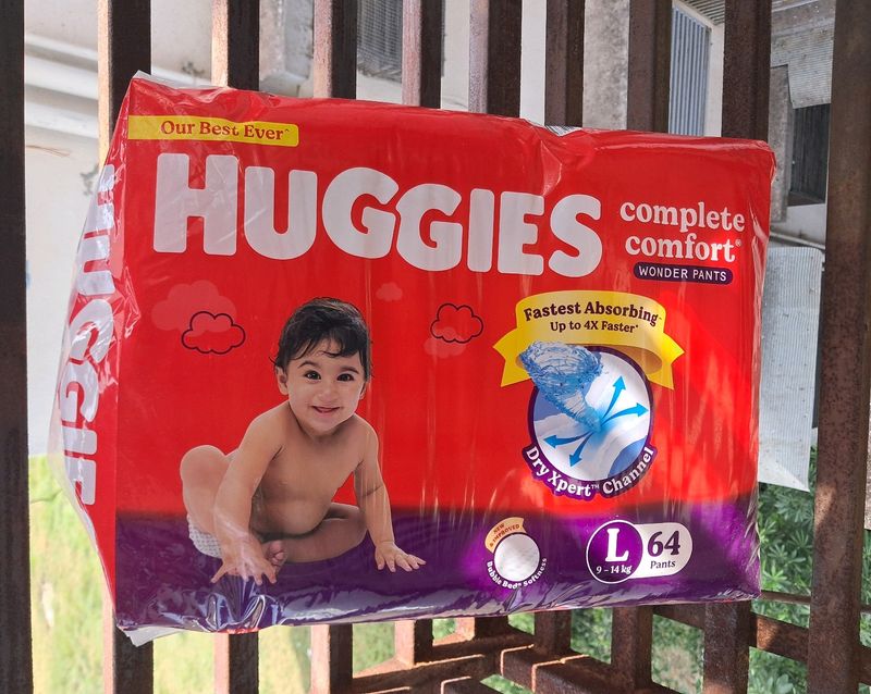 Huggies Baby Diapers L Size, 64 Count