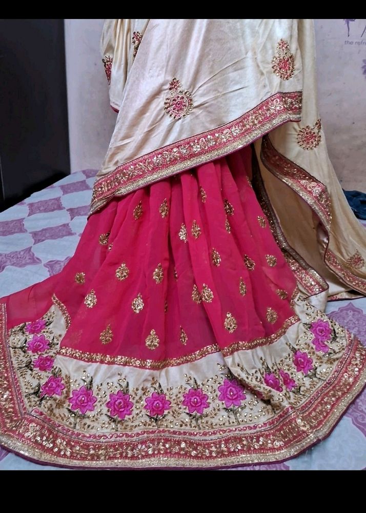 Beautiful Pink And Golden Saree