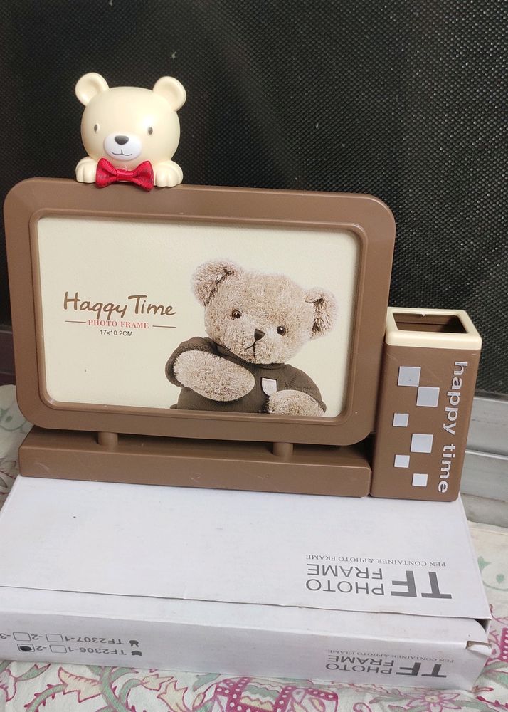 Pen Stand With Teddy Photo Frame