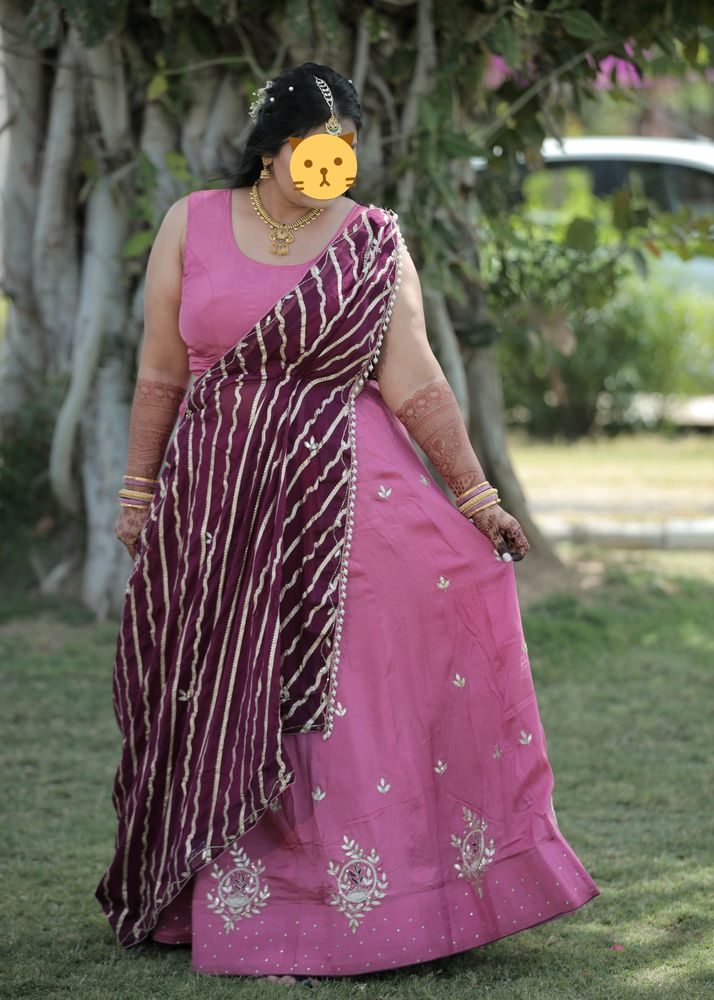 Pink And Wine Lehengha Choli