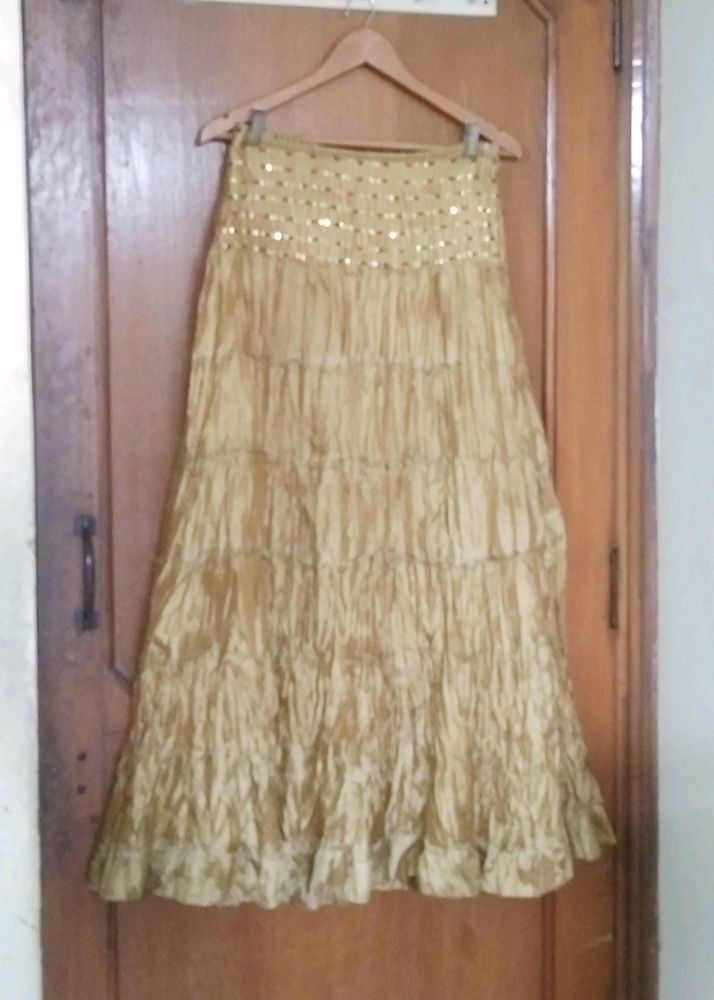 Long ethnic Olive golden semi fancy skirt