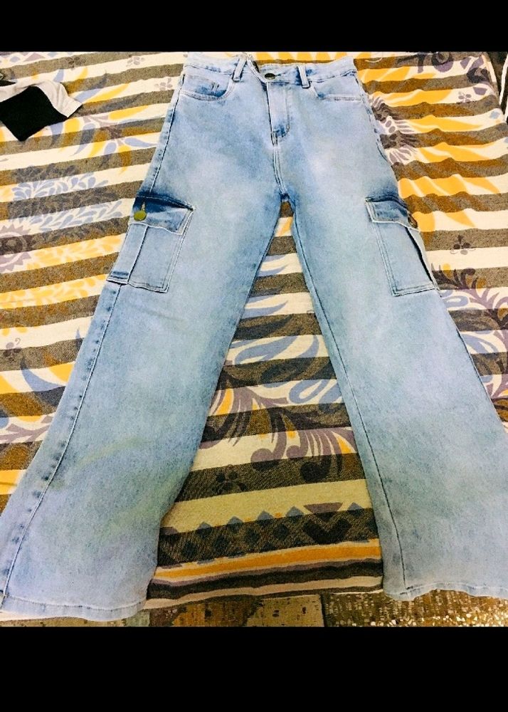 High Waist Cargo Jeans