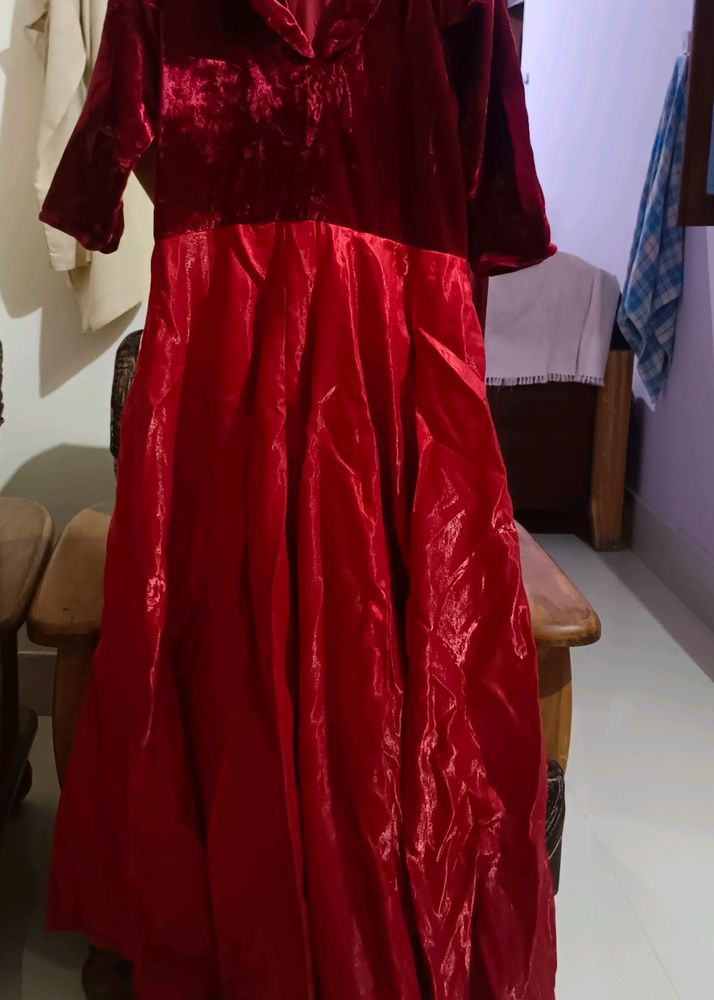 Red And Maroon Western Gown