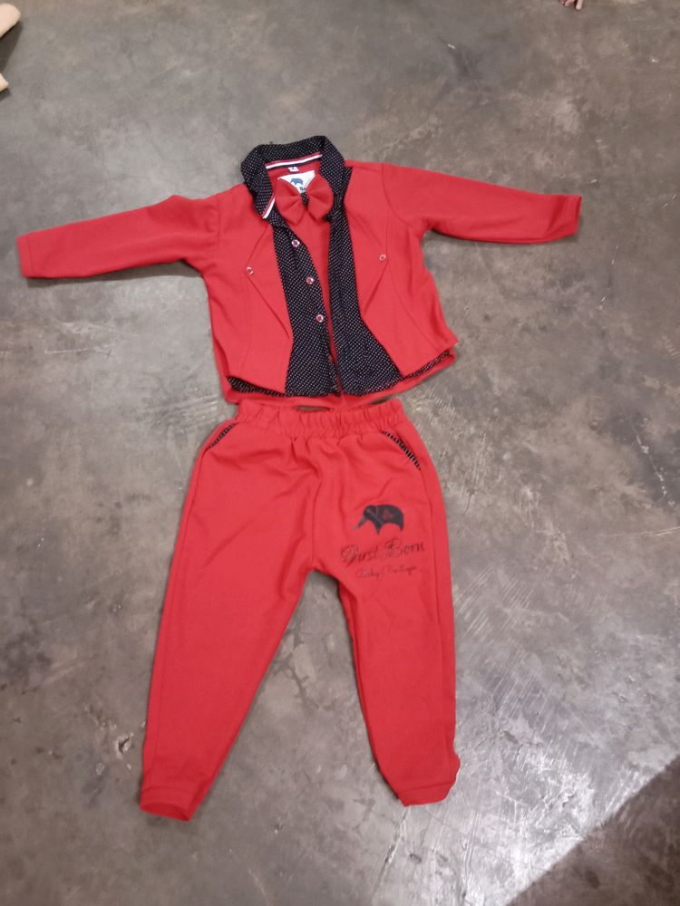 1 To 2 Years Boy Suit Red And Black