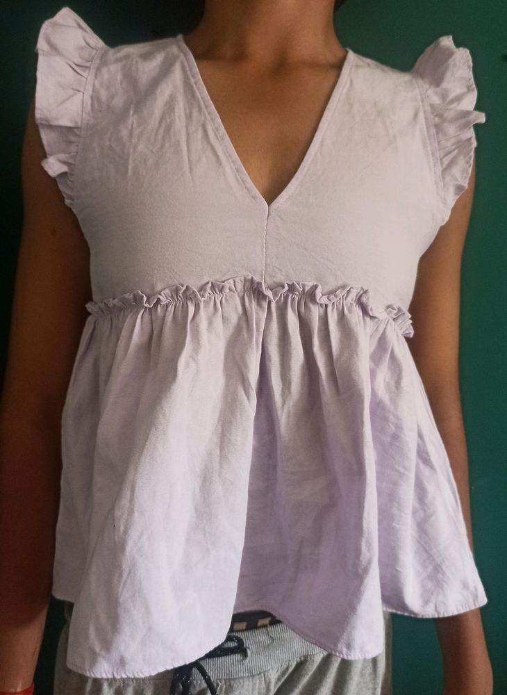 Cute Lavender Korean Top For Petite Girls