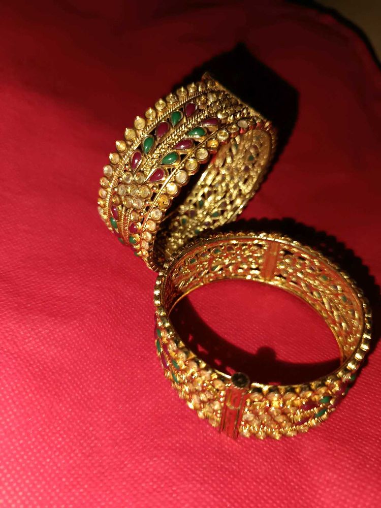 One Gram Gold Plated Kundan Design Kangan