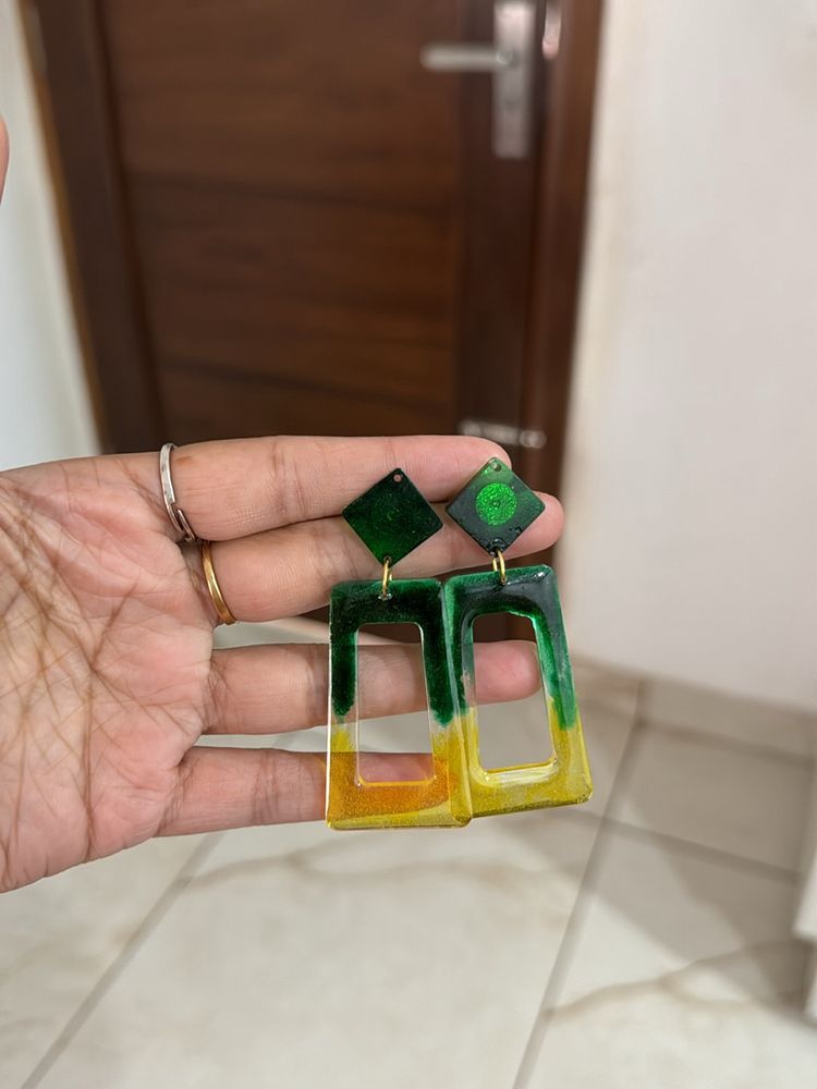 Green And Yellow Essenced Earrings