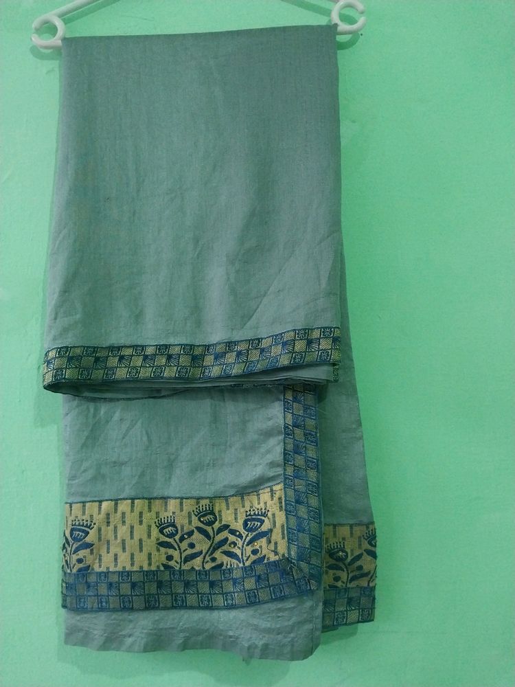 Grey Silver Embroidery Saree.