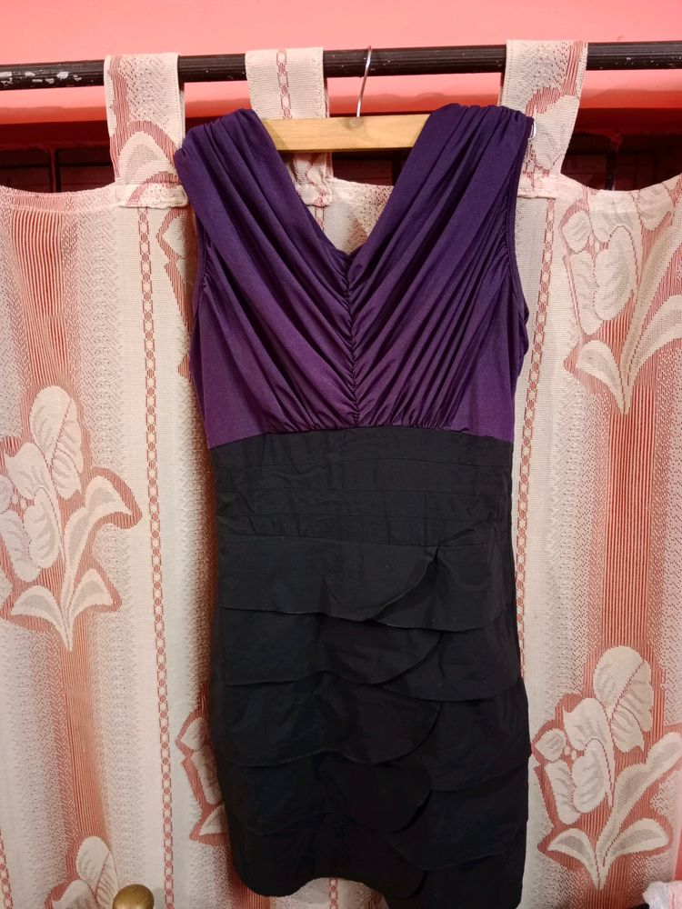 Ruched Purple Mini Dress