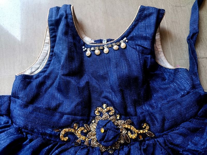 Navy Blue Ethnic Kids Frock