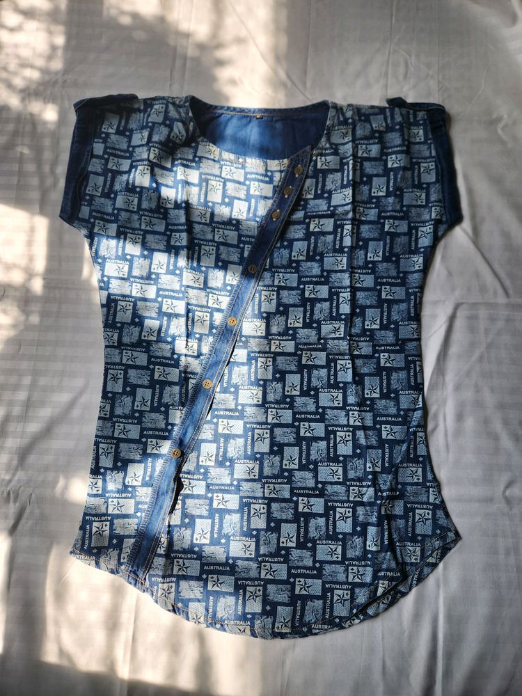 y2k denim top