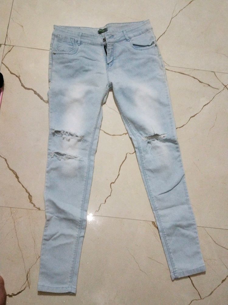 Denim Knee Cut Jeans