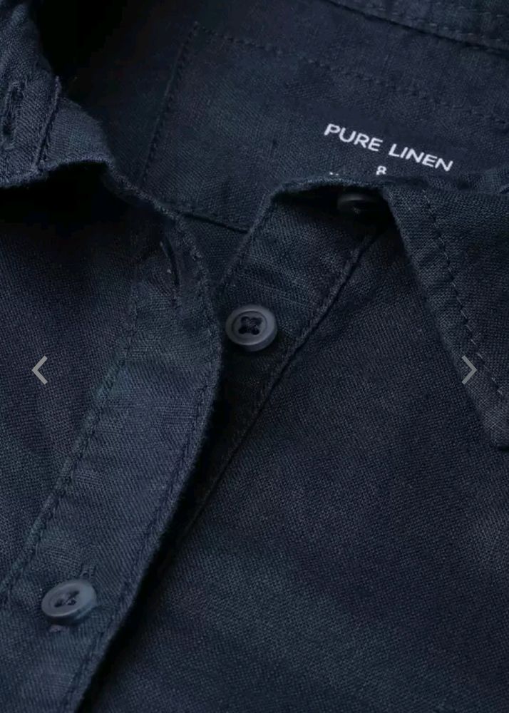 Pure Linen Navy blue shirt