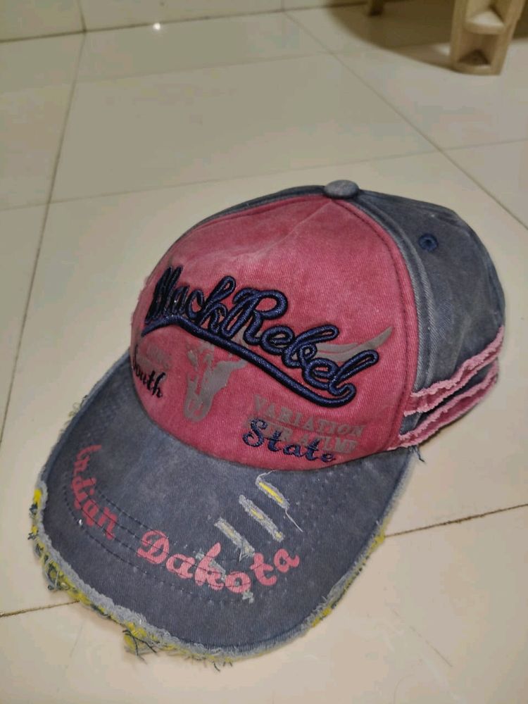 Vintage Black Rebel Distressed Baseball Cap