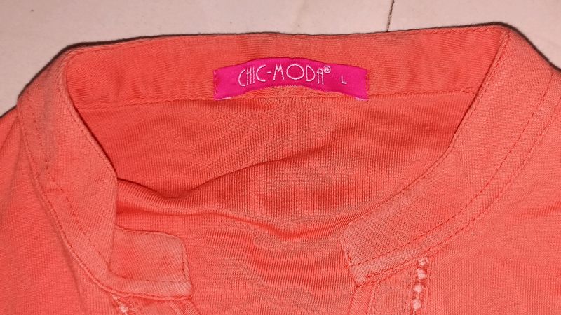 Orange Chic Moda Shirt Women Size L