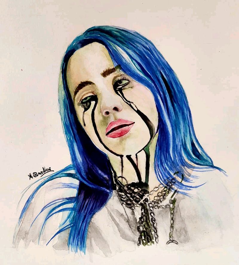 Billie Eilish Watercolor Painting