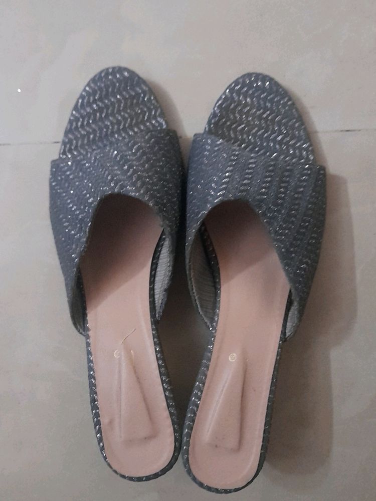 Grey With Silver Coating Heels