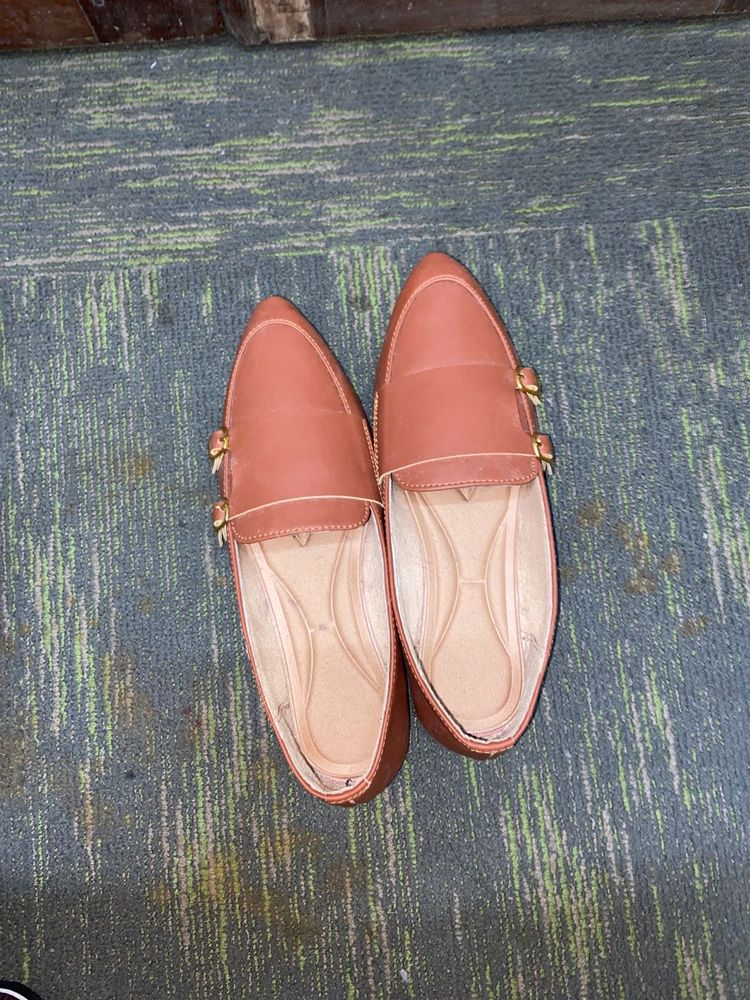 Brand New Brown Loafers with Gold Buckle - Size41