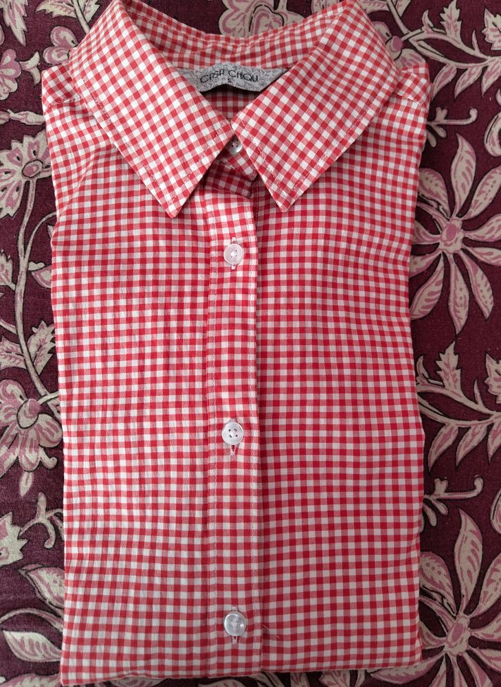 Stylish Red Checked Shirt for ₹150🧡🤍🛍️