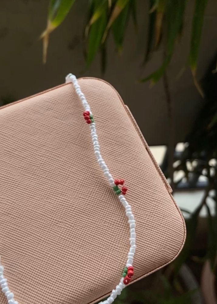 Beaded Cherry  Necklace