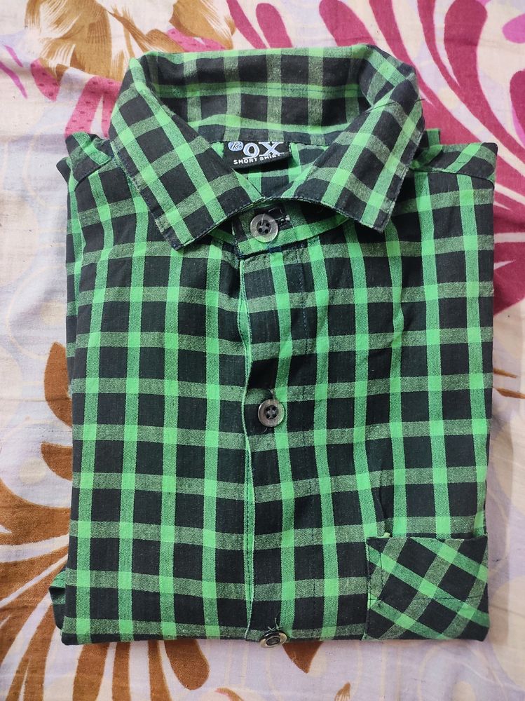 Formal Green & Black Chuck Full Shirt For Boy