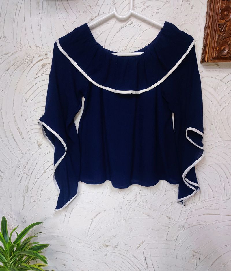 Wrinkled Navy Blue Top