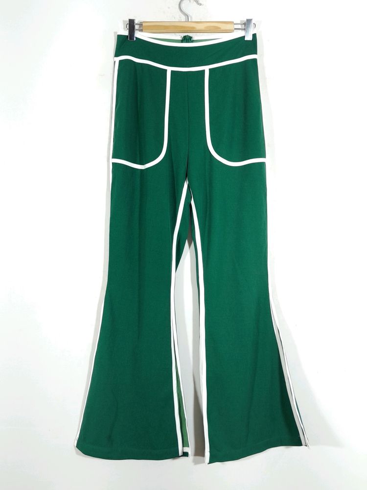 Green Casual Flared Trousers (Women's)