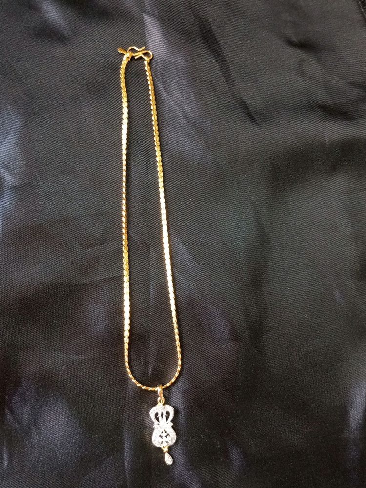 Ad Pendant Gold Plated Chain