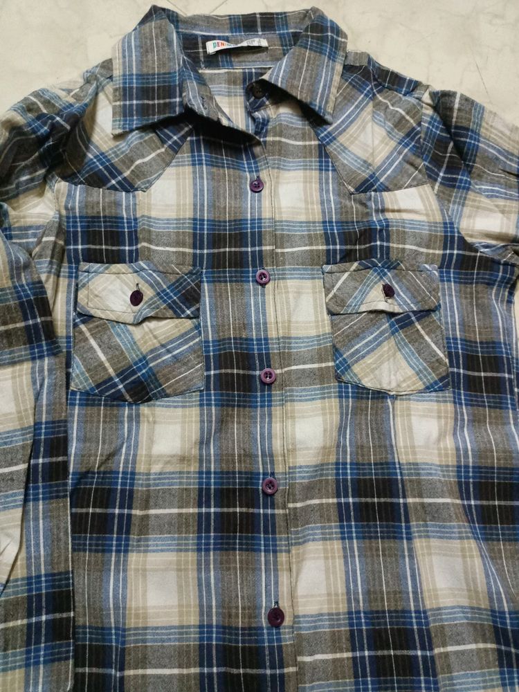 Branded Shirt Blue Chex Pattern