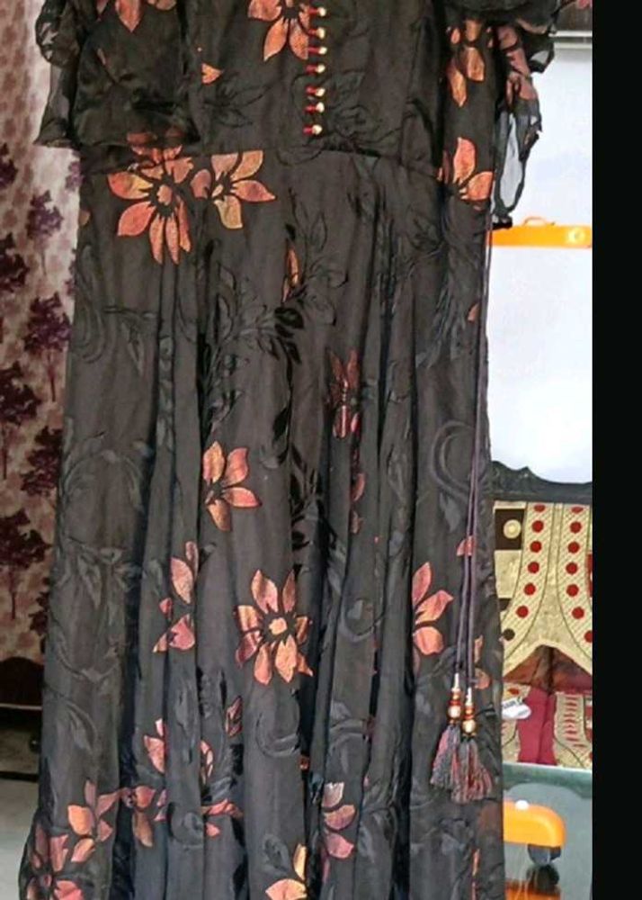 Black Gown With Butterfly Sleeves