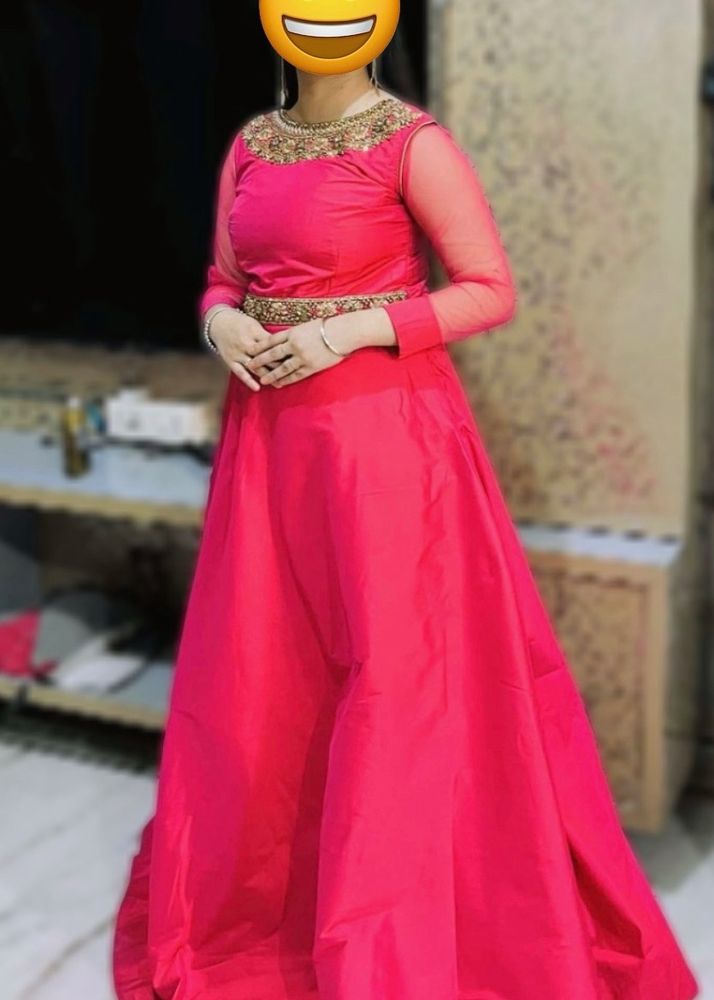 Heavy Hott Pink Gown With Dupatta