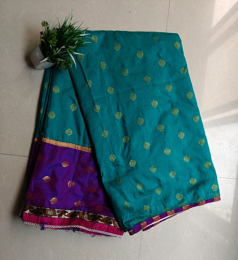 Very nice Double Color Saree With Blouse