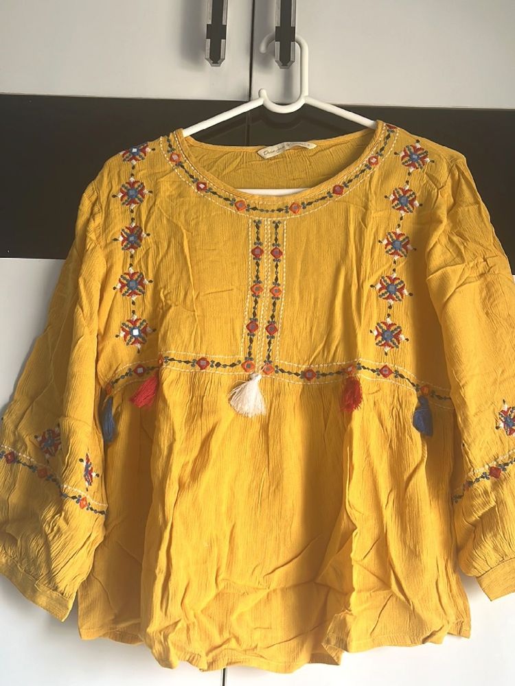 Yellow Boho Top