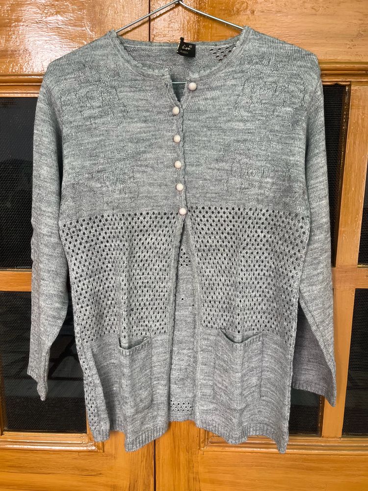 Grey Women Cardigan Sweater